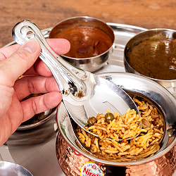 【12個セット】インドのしゃもじ　サービングスプーン　ライスやビリヤニの取り分け等へ サーバースプーン　ステンレス製　[16cm] - サブ2