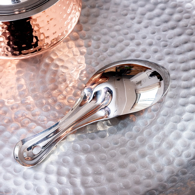 【12個セット】インドのしゃもじ　サービングスプーン　ライスやビリヤニの取り分け等へ サーバースプーン　ステンレス製　[16cm] 7 - 裏面です