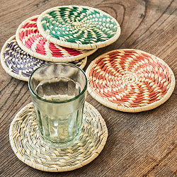 【選べる5個セット】ネパールの手作りバンブーコースター 10.5cm - サブ2