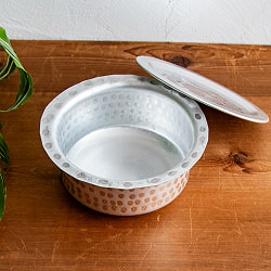 【約900ml～2.7L アルミ製バゴーナー5個セット】取っ手のない独特のインド鍋　バゴーナー　パティラ アルミ製　重なって省スペース - サブ3