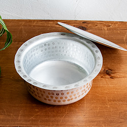 【約900ml～2.7L アルミ製バゴーナー5個セット】取っ手のない独特のインド鍋　バゴーナー　パティラ アルミ製　重なって省スペース - サブ4