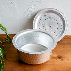 【約900ml～2.7L アルミ製バゴーナー5個セット】取っ手のない独特のインド鍋　バゴーナー　パティラ アルミ製　重なって省スペース - サブ5