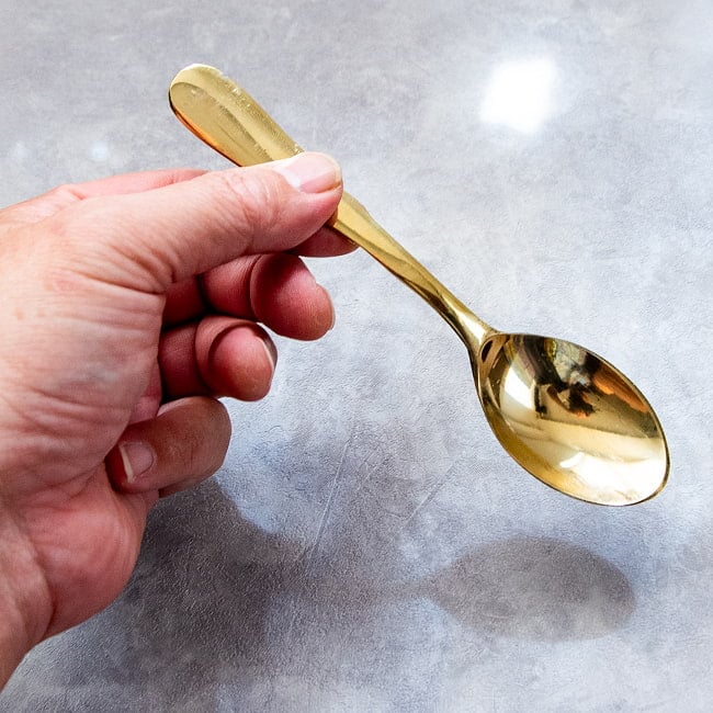 【4本セット】インドのスプーン シンプルなブラス製 カレースプーン 15cm 6 - 使いやすいサイズ感です。