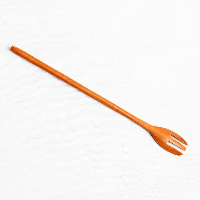 【10個セット】具材がすくいやすい！天然木のミニ先割れスプーン 6 - 裏面はこんな感じです。