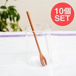 【10個セット】具材がすくいやすい!天然木のミニ先割れスプーン(SET-FOOD-1205)