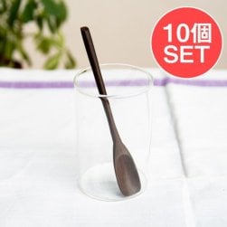 【10個セット】厚みしっかりヘラタイプ!天然木のヨーグルトスプーン(SET-FOOD-1206)