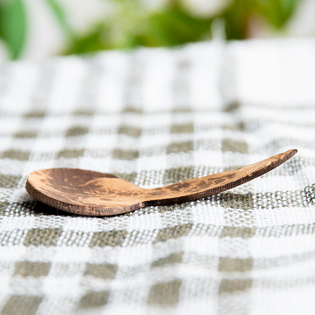 【10個セット】小瓶にも入るミニサイズ！ココナッツのソルトスプーン 3 - 横から見た感じです。