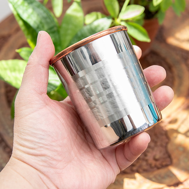 【30個セット】ステンレス製 銅装飾ウォーターグラス 6 - このくらいのサイズ感になります