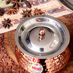 【送料無料・6個セット】〔No.8〕〔蓋付き〕高級感ある槌目仕上げのハンディカダイ　インドの鍋型のかわいい器　インドカレー　ビリヤニなどへ〔直径約10.8cm　約400ml〕 - サブ5