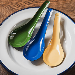 【選べる6個セット】レトロカラーがかわいい！ タイのホーローれんげ 琺瑯 Rabbit ブランド スプーン - サブ2