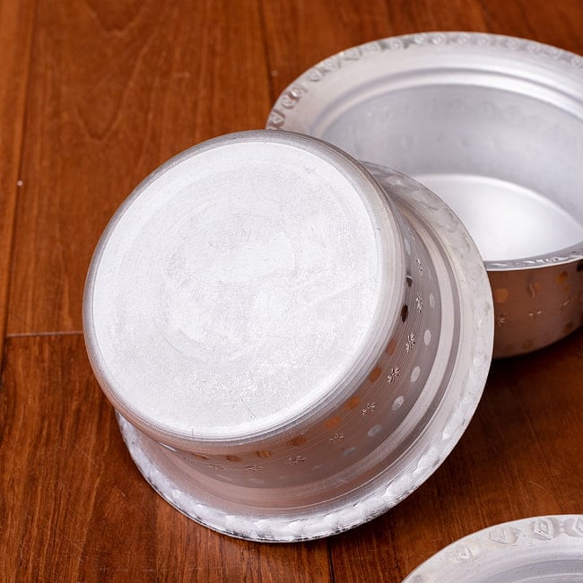 【6個セット】スタッキングができる　アルミハンディ5点セット　軽量で省スペース！キャンプにもオススメの食器 10 - 裏面です