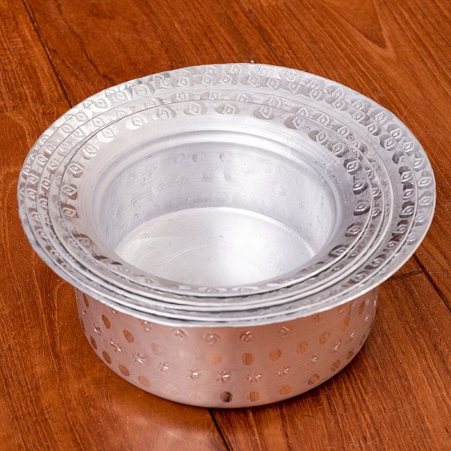 【6個セット】スタッキングができる　アルミハンディ5点セット　軽量で省スペース！キャンプにもオススメの食器 11 - 重ねてみたところです