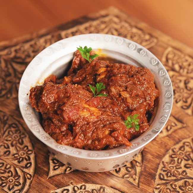 【6個セット】スタッキングができる　アルミハンディ5点セット　軽量で省スペース！キャンプにもオススメの食器 14 - カレーを入れた使用例です。深さがあるので結構入ります。