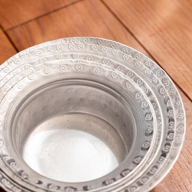 【6個セット】スタッキングができる　アルミハンディ5点セット　軽量で省スペース！キャンプにもオススメの食器 4 - 上からの写真です