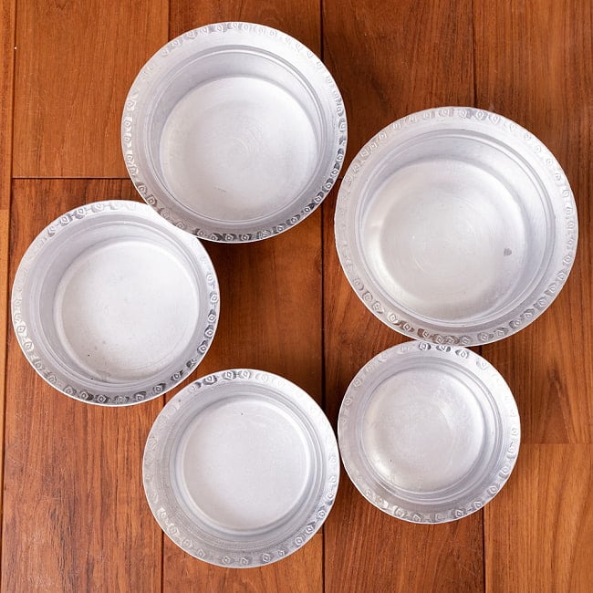 【6個セット】スタッキングができる　アルミハンディ5点セット　軽量で省スペース！キャンプにもオススメの食器 7 - 上からの写真です