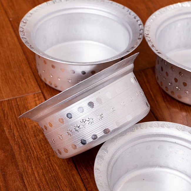 【6個セット】スタッキングができる　アルミハンディ5点セット　軽量で省スペース！キャンプにもオススメの食器 9 - 横からの写真です