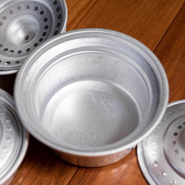 【6個セット】スタッキングができる　蓋付きアルミハンディ3点セット　軽量で省スペース！キャンプにもオススメの食器 10 - 中はこのようになっております