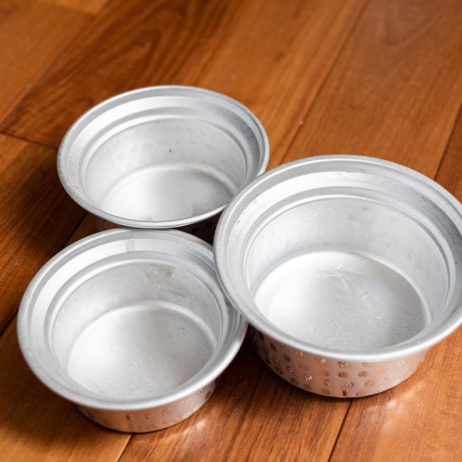 【6個セット】スタッキングができる　蓋付きアルミハンディ3点セット　軽量で省スペース！キャンプにもオススメの食器 12 - 蓋を外してみたところです