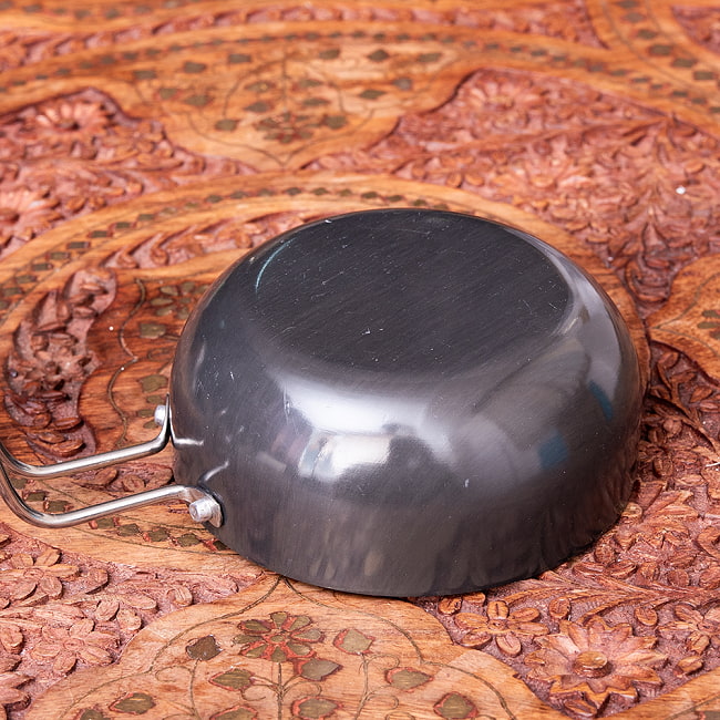 【6個セット】ミニタルカパン - 黒 ノンスティック【直径約12cm 約400ml】インド料理でスパイスをテンパリングする調理器具 7 - 裏面です