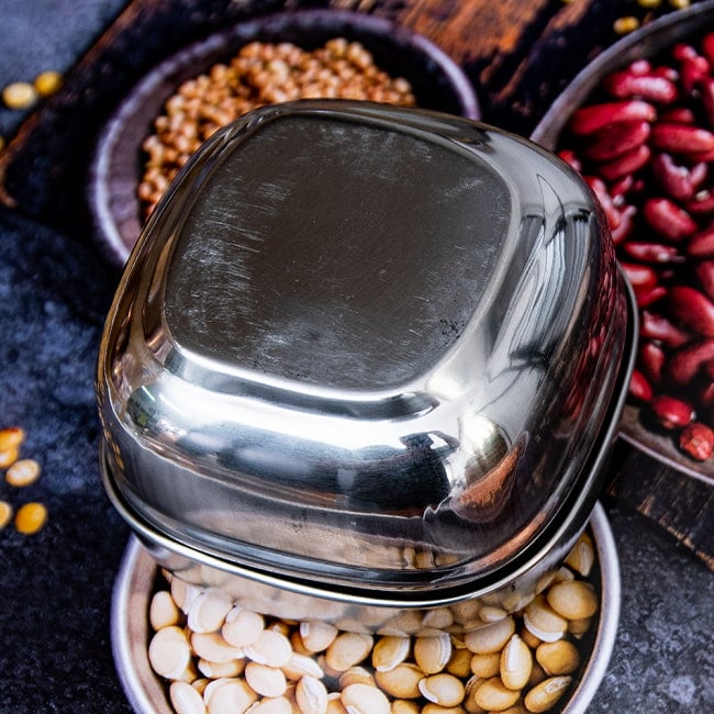 【6個セット】ステンレスのマサラケース・小物入れ 幅：約6.5cm 5 - 底面の様子です。