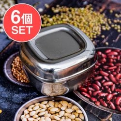 【6個セット】ステンレスのマサラケース・小物入れ 幅：約6.5cmの画像