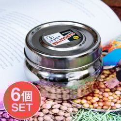 【6個セット】ステンレスのマサラケース・小物入れ 直径:約7.5cmの画像