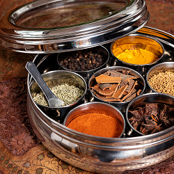 【6個セット】中身が見える！シースルー蓋の円形スパイスボックス　7種類のスパイスを入れられる[直径約21cm] - サブ3
