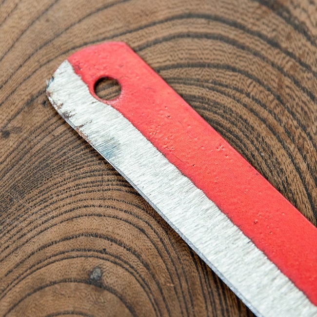 【6個セット】現地クオリティをそのまま！インドの屋台包丁  ロングタイプ 36.5cm 3 - 先端部分です。引っ掛け用の穴があります。