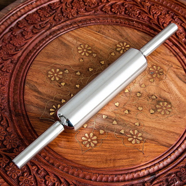 【6個セット】ステンレス製 チャパティ用麺棒 約30cm 2 - インドの主食、チャパティを延ばすための棒です。近代的なステンレス製品が入荷しました。