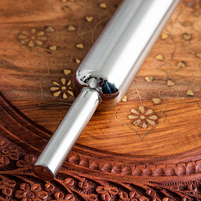 【6個セット】ステンレス製 チャパティ用麺棒 約30cm 3 - スマートな持ち手部分です。