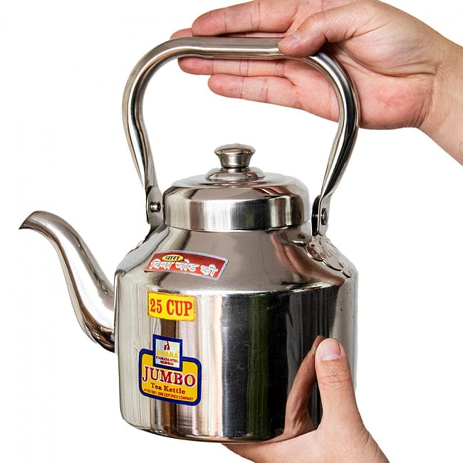 【6個セット】【チャイ25杯分くらい】レトロケトル インドのやかん 2000cc程度 7 - これくらいのサイズ感になります。