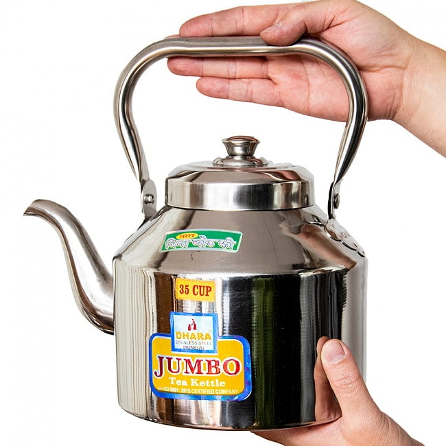 【6個セット】【チャイ30杯分くらい】レトロケトル インドのやかん たっぷり2700cc程度 7 - これくらいのサイズ感になります。