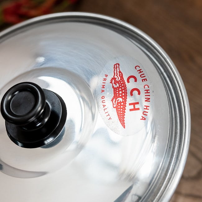 【6個セット】タイ屋台のアルミ片手鍋　タイの王室御用達　CCH (Chue Chin Hua)　クロコダイルブランド〔内径：約20cm 容量：約2500ml〕 4 - 拡大写真です