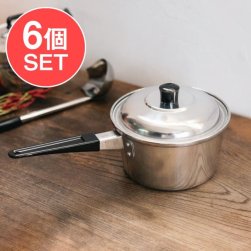 【6個セット】タイ屋台のアルミ片手鍋 アンブレラブランド〔内径:約16cm 容量:約1500ml〕