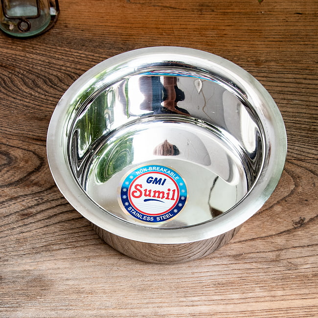 【6個セット】取っ手のないインドの鍋 バゴーナー パティラ 容量:1.1L程度 外径:約17.5cm ステンレス製 3 - 上からの写真です