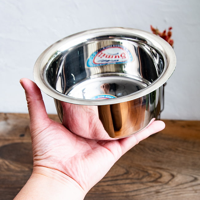 【6個セット】取っ手のないインドの鍋　バゴーナー　パティラ 容量：1.1L程度 外径：約17.5cm ステンレス製 6 - 深さがあるので、さまざまな用途に使える、汎用性の高い便利な鍋です。