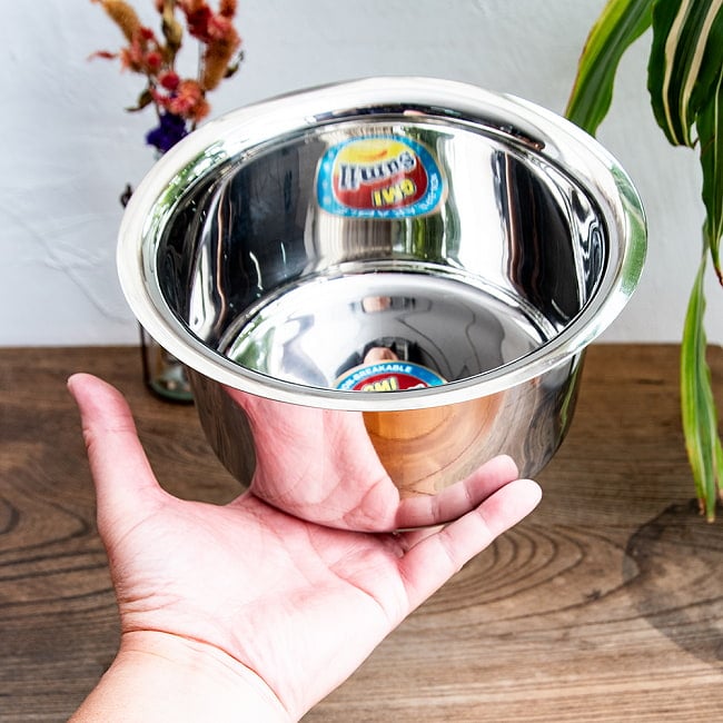 【6個セット】取っ手のないインドの鍋　バゴーナー　パティラ 容量：2L程度 外径：約20cm ステンレス製 6 - 深さがあるので、さまざまな用途に使える、汎用性の高い便利な鍋です。