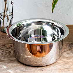 【6個セット】取っ手のないインドの鍋　バゴーナー　パティラ 容量：2.4L程度 外径：約21.5cm ステンレス製 - サブ2