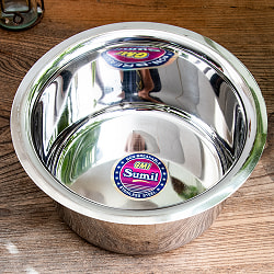 【6個セット】取っ手のないインドの鍋　バゴーナー　パティラ 容量：2.4L程度 外径：約21.5cm ステンレス製 - サブ3