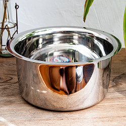 【6個セット】取っ手のないインドの鍋　バゴーナー　パティラ 容量：3L程度 外径：約23cm ステンレス製 - サブ2