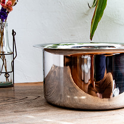 【6個セット】取っ手のないインドの鍋　バゴーナー　パティラ 容量：3L程度 外径：約23cm ステンレス製 - サブ4