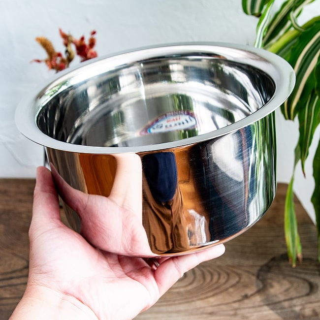 【6個セット】取っ手のないインドの鍋　バゴーナー　パティラ 容量：3L程度 外径：約23cm ステンレス製 6 - 深さがあるので、さまざまな用途に使える、汎用性の高い便利な鍋です。