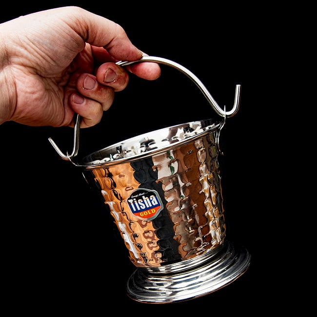 【6個セット】ステンレスのアイスペール・カレーサーバー 約400ml 7 - 手に取るとこれくらいの大きさです。