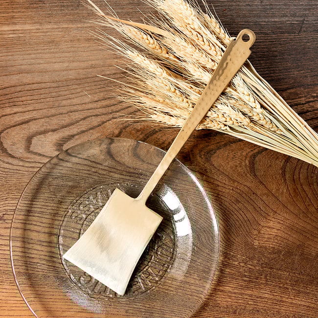 【6個セット】高級感のある槌目模様インドのブラスターナー　約27cm 4 - 全体写真です。