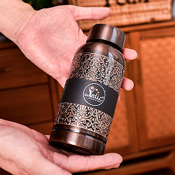 【6個セット】アーユルヴェーダ 高級銅製ウォーターボトル　水筒　ダマスク柄が美しい　マグボトル　水差し〔約600ml〕 - サブ3