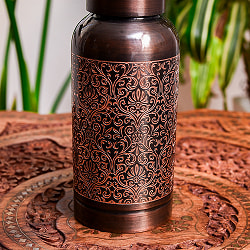 【6個セット】アーユルヴェーダ 高級銅製ウォーターボトル　水筒　ダマスク柄が美しい　マグボトル　水差し〔約600ml〕 - サブ4