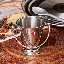 【6個セット】〔No.1〕ステンレス製　取っ手付きバケツ型　ソースポット　チャトニサーバー　ディップソース　約150ml - サブ2