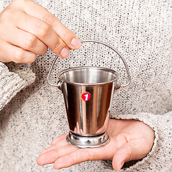 【6個セット】〔No.1〕ステンレス製　取っ手付きバケツ型　ソースポット　チャトニサーバー　ディップソース　約150ml - サブ3