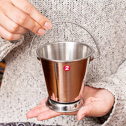 【6個セット】〔No.2〕ステンレス製　取っ手付きバケツ型　カレーサーバー　ポテトや野菜スティック入れ等にも　約300ml - サブ3