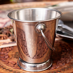 【6個セット】〔No.2〕ステンレス製　取っ手付きバケツ型　カレーサーバー　ポテトや野菜スティック入れ等にも　約300ml - サブ5